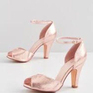 ModCloth Rose Gold Fine Dining Peep Toe Heel